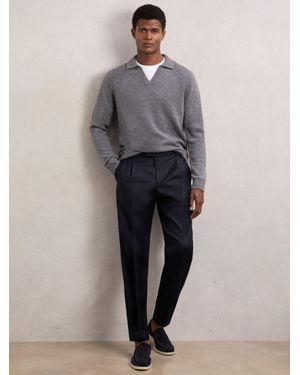 Reiss Cotton-Blend Tapered Trousers - Grey