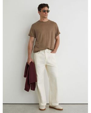 Reiss Linen Relaxed-Fit Crew-Neck T-Shirt - Natural