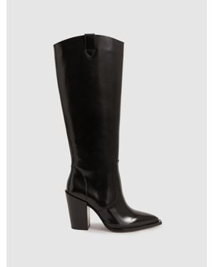 PAIGE Pacey Heel Boots Leather Plain - Black