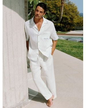 Reiss Linen Relaxed-Fit Drawstring Trousers - White