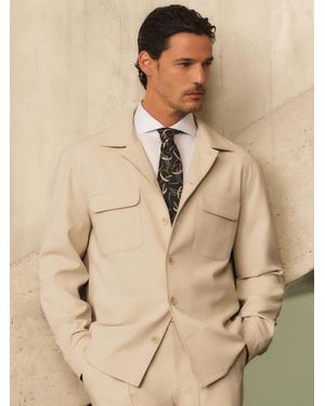 Reiss Twin-Pocket Button-Through Overshirt - Natural