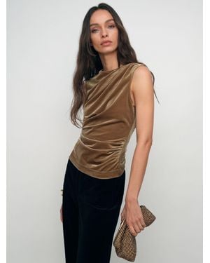 Reiss Velvet Drape Sleeveless Top - Blue
