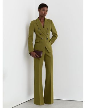 Reiss Petite Double-Breasted Peak-Lapel Suit Blazer - Green