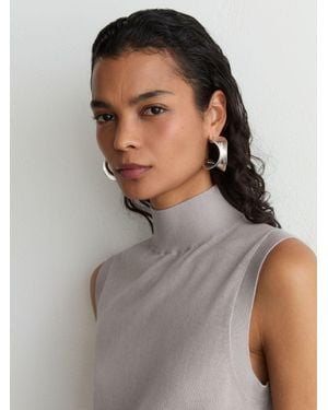 Reiss Merino Wool Funnel-Neck Sleeveless Vest - Grey