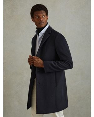 Reiss Wool Blend Single Breasted Epsom Coats - Blue