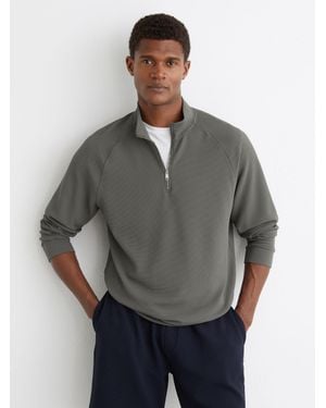 Reiss Textured Half-Zip Funnel-Neck Jumper - Grey