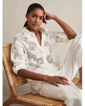 Reiss Lace-Front Shirt With Cotton - Brown