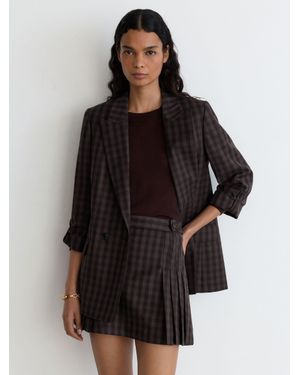 Reiss Wool Pleated Mini Skirt - Black