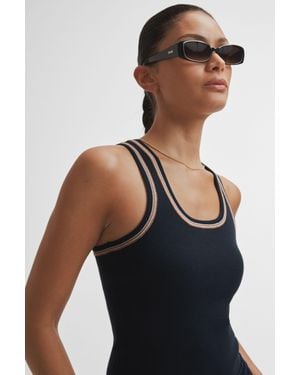 The Upside Basque Tank Top Cotton Ribbed Trims - Black