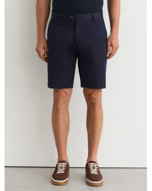 Reiss Wicket - Navy Regular Length Cotton Chino Shorts With Stretch, 30 - Blue