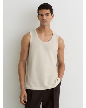 Reiss Watson - Off White Textured-knit Round-neck Vest, Xl