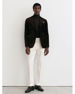 Reiss Cotton-Blend Moleskin Tapered Trousers - White