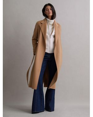 Reiss Emile - Camel Wool Blend Belted Blindseam Coat, Us 8 - Natural