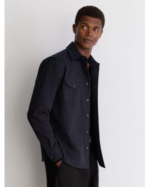 Reiss Cotton-Twill Twin-Pocket Regular-Fit Shirt - Blue