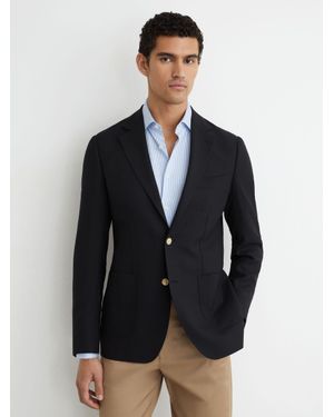 Reiss Captain Hopsack Single-Breasted Classic-Fit Blazer With Wool - Blue