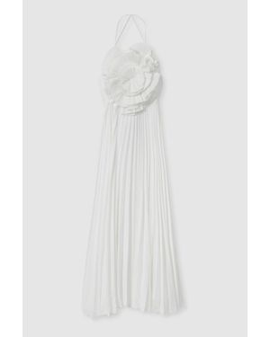 Acler Satin Pleated-Ruffle Dress - White