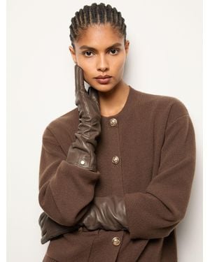 Reiss Long Leather Gloves, S & M - Brown