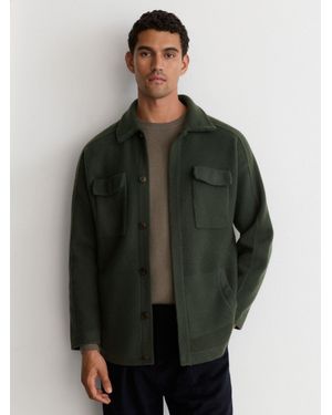 Reiss Lockwood - Forest Green Boiled Wool Twin-pocket Overshirt, 2x-large