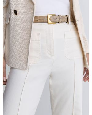 Reiss Belinda - Stone Croc-effect Leather Square-buckle Belt, Xl (us 16-18) - Multicolour