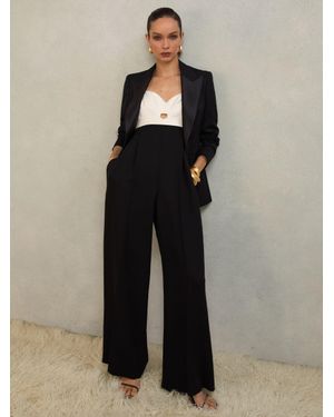 Reiss Atelier Colourblock Wide-Leg Jumpsuit - Black