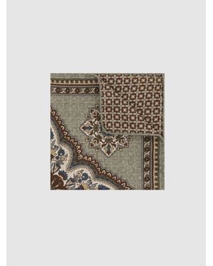 Reiss Sage Giosia Silk Paisley-Print Pocket Square - Green