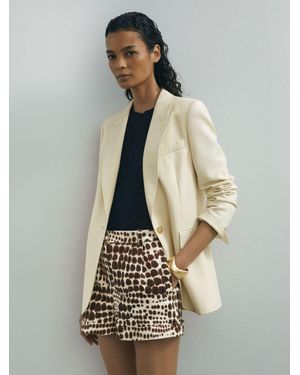 ATELIER Cotton Animal-print Tailored Shorts - White