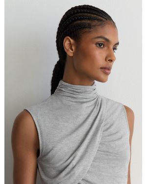Reiss Ruched High-Neck Top - Blue