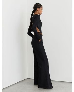 Reiss Wide-Leg Open-Back Denim Jumpsuit - Multicolour