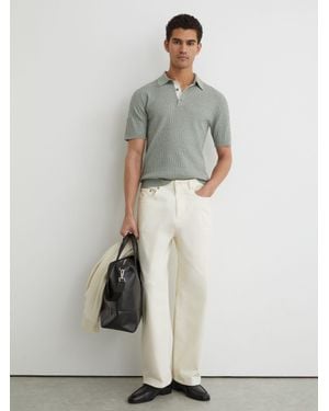 Reiss Textured-Knit Half-Button Polo Shirt - Multicolour