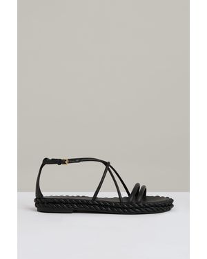 Reiss Leather Braided Flat Sandals - Grey