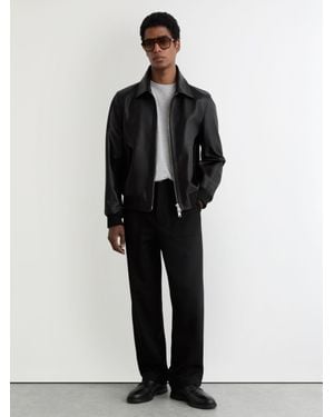 Reiss Leather Zip-Through Jacket - Black