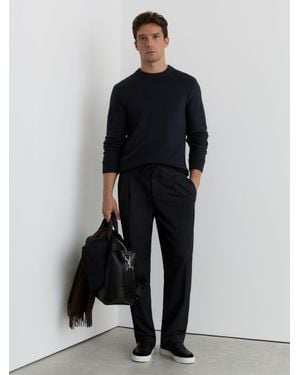 Reiss Wool-Blend Rib-Detail Crew-Neck Jumper - Black