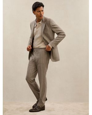 Reiss Montepuliciano - Atelier Mocha Brown Atelier Wool Pinstripe Tailored-fit Suit Trousers, 38w X 31l (uk 38 R) - Natural