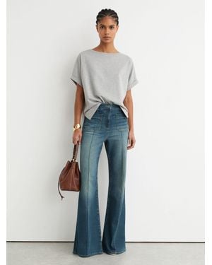 Reiss Patch-Pocket Flared Jeans - Blue