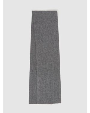 Reiss Chesterfield - Mid Grey Melange Ribbed Merino Scarf, One