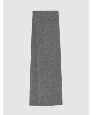 Reiss Chesterfield - Mid Grey Melange Ribbed Merino Scarf, One