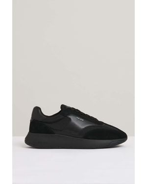 Reiss Emmett - All Black Leather Suede Running Trainers, 9 Eu 43