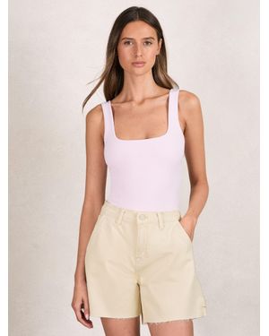GOOD AMERICAN Ecru Long Denim Shorts - Natural