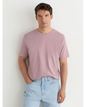 Reiss Cotton Crew-Neck Tailored-Fit T-Shirt - Purple