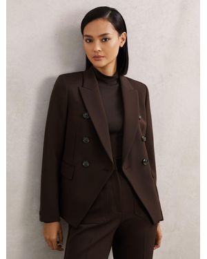 Reiss Petite Double-Breasted Suit Blazer - Brown