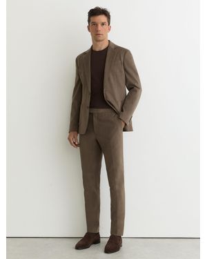 Reiss Brushed Twill Tailored-Fit Trousers - Natural