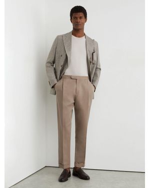 Reiss Linen-Blend Side-Adjuster Tapered Trousers - Natural
