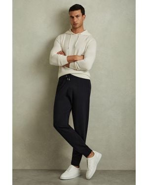 Reiss Billings - Navy Merino Wool Blend Drawstring Joggers - Natural