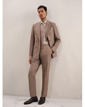 Reiss Belmont - Brown Slim-fit Suit Trousers With Wool, 28w X 31l (uk 28 R) - Natural