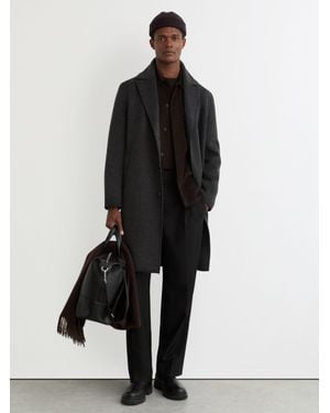 Reiss Squire - Charcoal Grey Wool-blend Single-breasted Overcoat, M