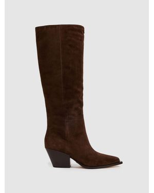PAIGE Lillian Boots Suede Plain - Brown