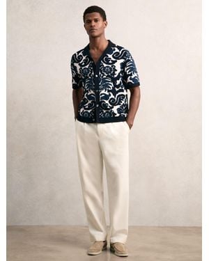 Reiss Paisley-Jacquard Knit Shirt - Natural