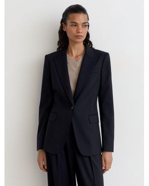 Reiss Petite Wool-Blend Single-Breasted Suit Blazer - Blue