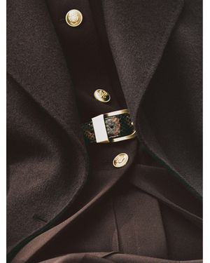 Reiss Hazel - Chocolate Leather Snake-effect Belt, S - Black