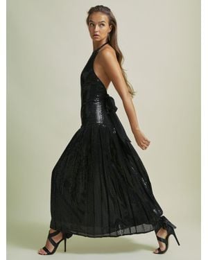 Florere Sequin Halter Neck Dress - Black